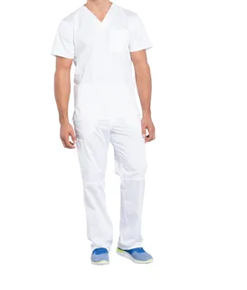 Cherokee Men's tunic with V-neck in White, voorkant