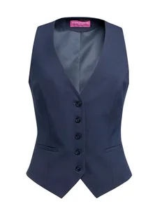 Brook Taverner Damesgilet Béatrice, getailleerde snit in Denim, voorkant