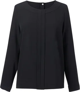 Brook Taverner Blouse in Chinese crêpe Roma in Black, voorkant