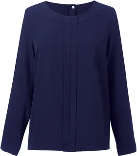 Brook Taverner Blouse in Chinese crêpe Roma in Navy, voorkant
