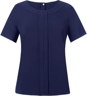 Brook Taverner VERONA Chinese crêpe blouse in Navy, voorkant