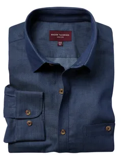 Brook Taverner Overhemd Jasper in Denim, voorkant