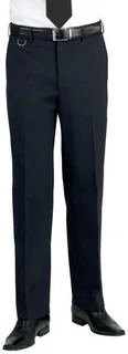 Brook Taverner Pantalon flat front Mars in Black, voorkant