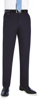 Brook Taverner Pantalon flat front Mars in Navy, voorkant