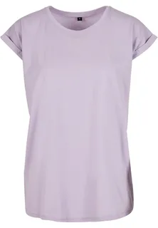 Build Your Brand Dames t-shirt met mouwen met omslag in Lilac, voorkant