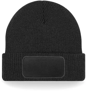 Beechfield Thinsulate™ Patch Beanie in Black, voorkant