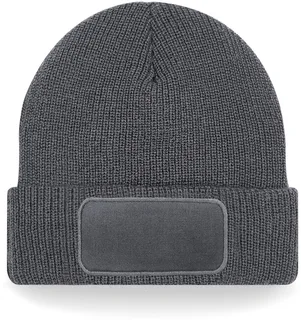 Beechfield Thinsulate™ Patch Beanie in Graphite Grey, voorkant