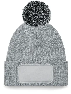 Snowstar® Patch Beanie in Heather Grey / Black, voorkant