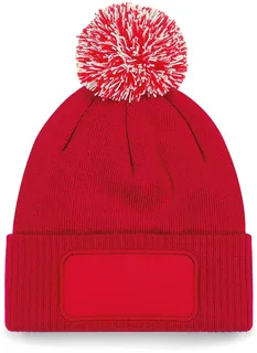 Snowstar® Patch Beanie in Classic Red / Off White, voorkant