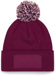 Snowstar® Patch Beanie in Burgundy / Off White, voorkant