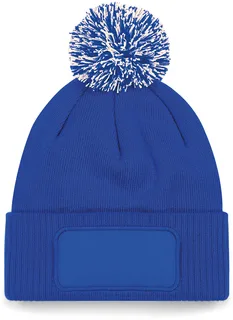 Snowstar® Patch Beanie in Bright Royal / Off White, voorkant
