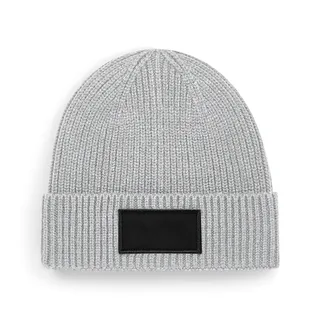 Beechfield Trendy muts met patch in Light Grey / Black, voorkant