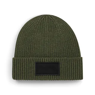 Beechfield Trendy muts met patch in Military Green / Black, voorkant