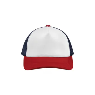 Beechfield Meerkleurige 5-panel truckerpet in Navy / Red, voorkant