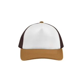 Beechfield Meerkleurige 5-panel truckerpet in Chocolate / Dark amber, voorkant
