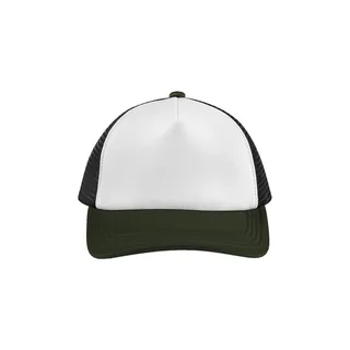Beechfield Meerkleurige 5-panel truckerpet in Black / Dark Olive, voorkant