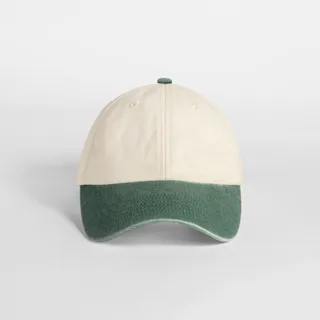 Beechfield Compacte vintage cap met contrasterende klep in Natural / Vintage Bottle Green, voorkant