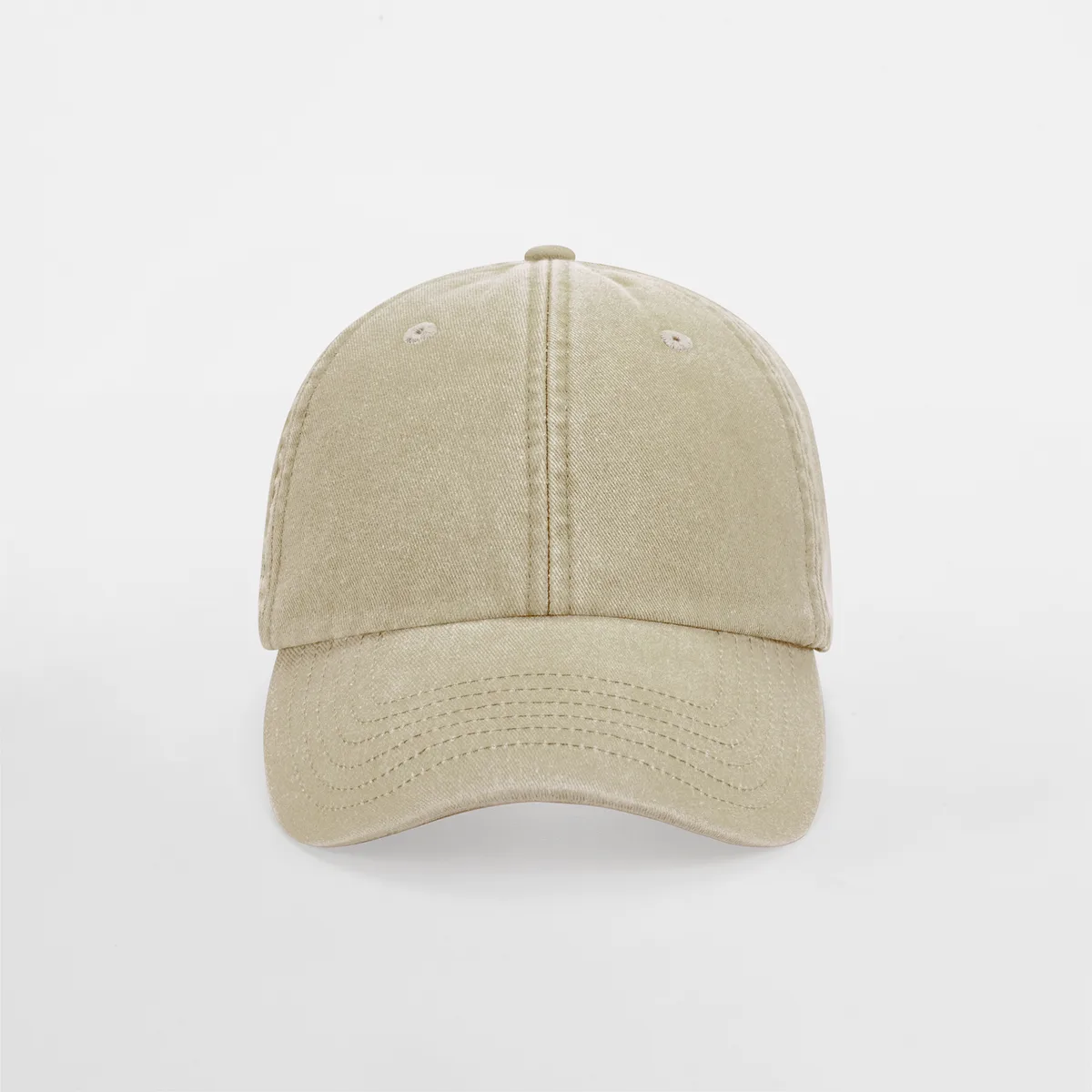 Beechfield Vintage low-profile cap in Vintage Stone, voorkant – te bedrukken met jouw logo of tekst