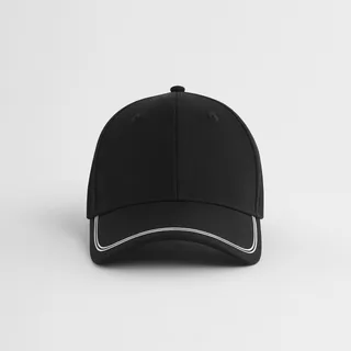 Beechfield Sports cap in Black / White, voorkant