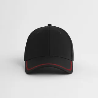 Beechfield Sports cap in Black / Red, voorkant
