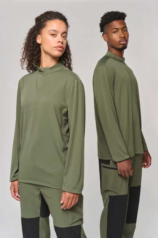 Proact Uniseks outdoor-T-shirt met 1/4-rits en lange mouwen
