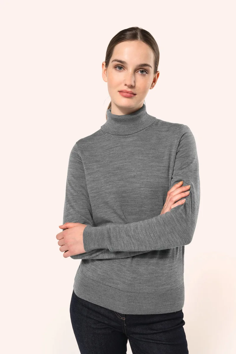 Kariban Premium Ladies' roll-neck merino jumper – te bedrukken met jouw logo of tekst