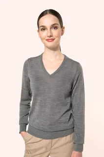 Kariban Premium Ladies' V-neck merino jumper – foto 1