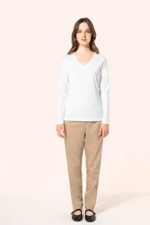 Kariban Premium Ladies' V-neck long-sleeved Supima® t-shirt – foto 10