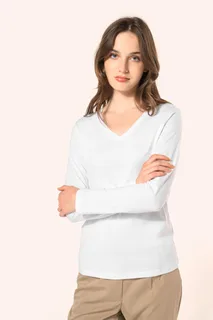 Kariban Premium Ladies' V-neck long-sleeved Supima® t-shirt – foto 4