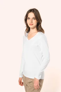 Kariban Premium Ladies' V-neck long-sleeved Supima® t-shirt – foto 1