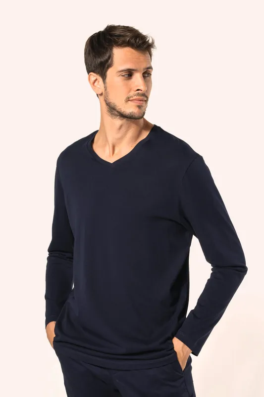 Kariban Premium Men's V-neck long-sleeved Supima® t-shirt