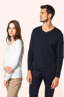 Kariban Premium Ladies' V-neck long-sleeved Supima® t-shirt – foto 8