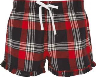 SF Clothing Women's tartan check lounge shorts with ruffle – foto 3