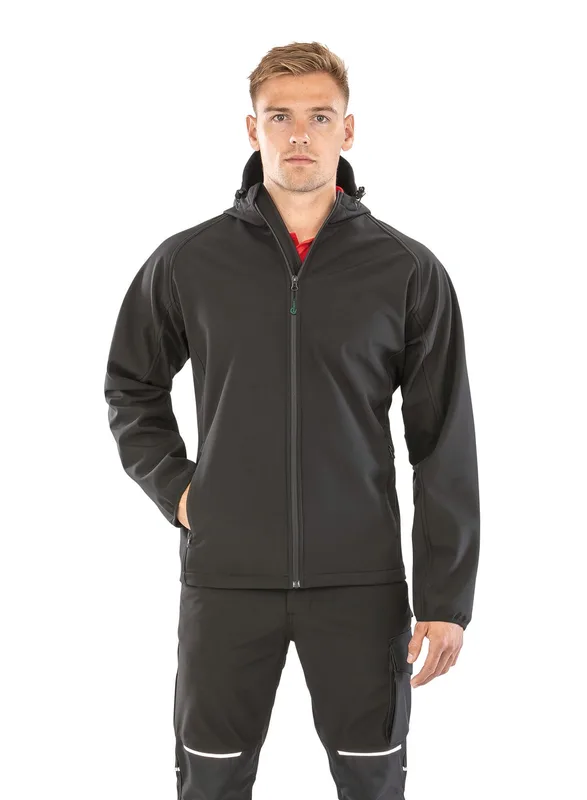 Result Recycled 3-laagse gerecycleerde softshell met capuchon voor heren