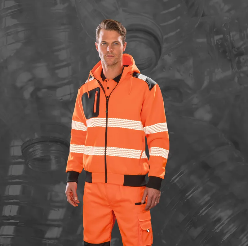 Result Recycled Gerecycled veiligheidssweatvest met capuchon