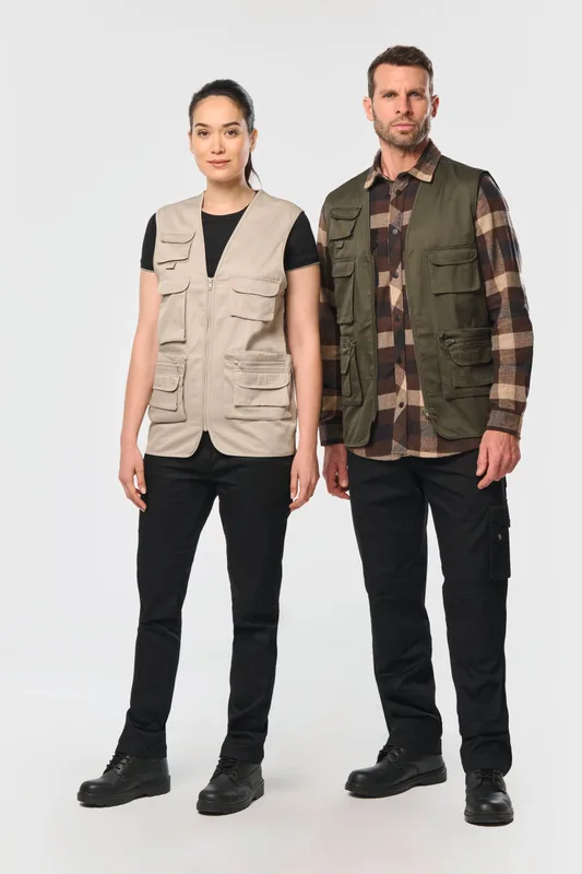 WK. Designed To Work Unisex lined multi-pocket polycotton vest