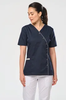 WK. Designed To Work Damesblouse van polykatoen met drukknopen – foto 1