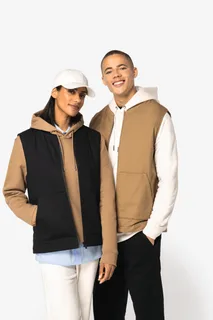 Native Spirit Ecologische gevoerde uniseks bodywarmer van twill met teddykraag – foto 3