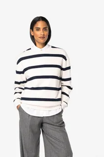 Native Spirit Ecologische gestreepte uniseks sweater met ronde hals en afhangende schouders – foto 5