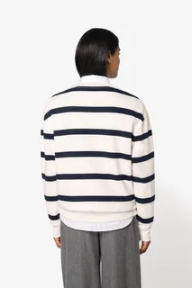 Native Spirit Ecologische gestreepte uniseks sweater met ronde hals en afhangende schouders – foto 8