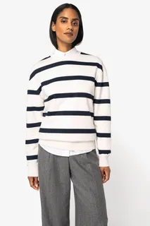 Native Spirit Ecologische gestreepte uniseks sweater met ronde hals en afhangende schouders – foto 7