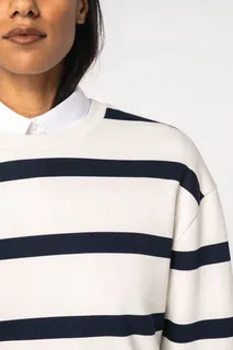 Native Spirit Ecologische gestreepte uniseks sweater met ronde hals en afhangende schouders – foto 9