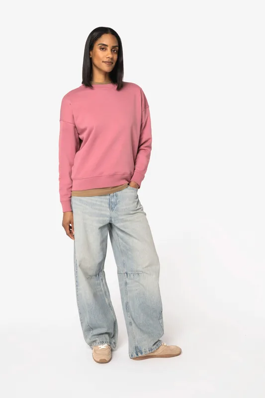 Native Spirit Ecologische dames sweater met ronde hals en verlaagde schouders