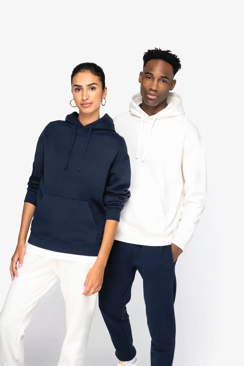 Native Spirit Eco-friendly unisex brushed fleece dropped shoulders hooded sweatshirt – te bedrukken met jouw logo of tekst