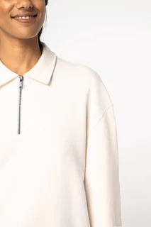 Native Spirit Ecologische uniseks sweater met kwartrits, polokraag en afhangende schouders – foto 8