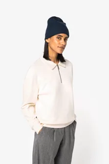 Native Spirit Ecologische uniseks sweater met kwartrits, polokraag en afhangende schouders – foto 4
