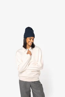 Native Spirit Ecologische uniseks sweater met kwartrits, polokraag en afhangende schouders – foto 5