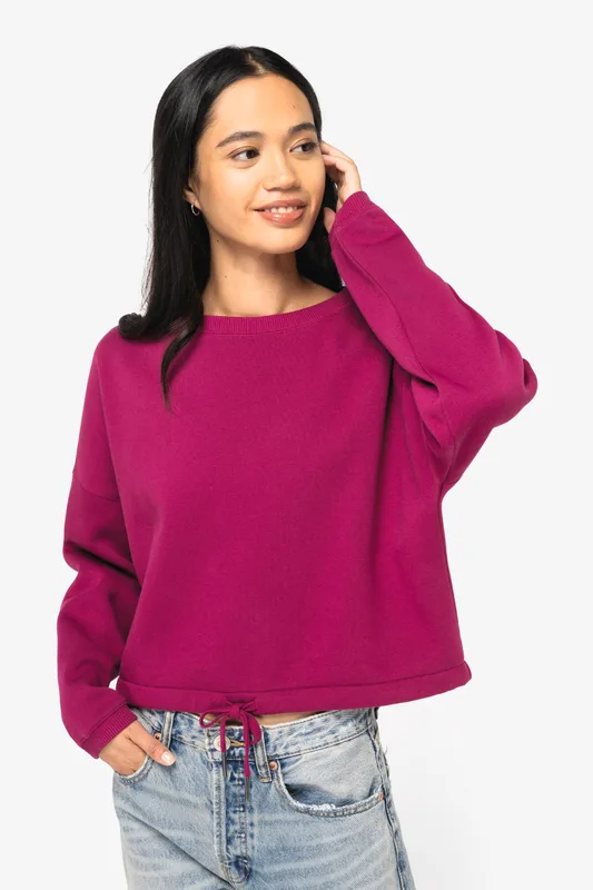 Native Spirit Ecologische cropped damessweater met ronde hals