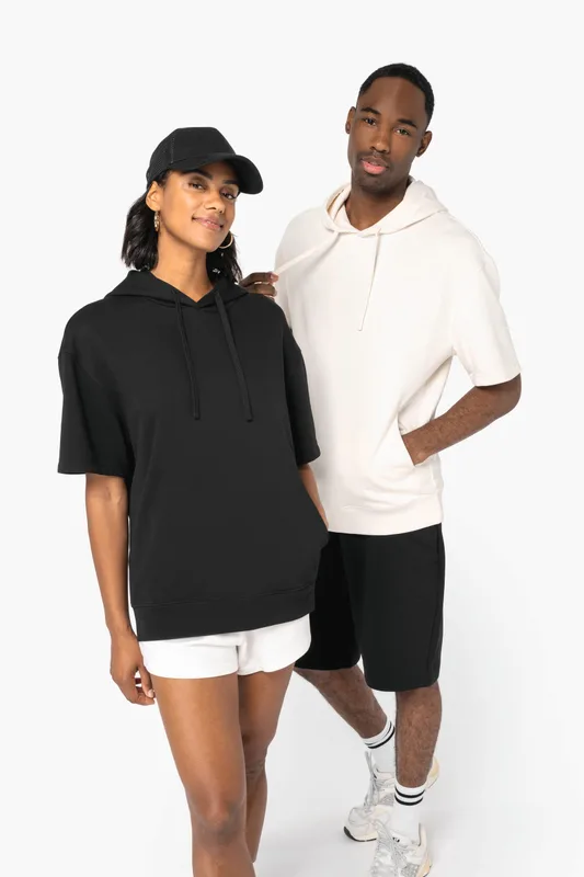 Native Spirit Unisex eco-friendly French Terry short sleeve drop shoulder hooded sweatshirt