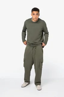 Native Spirit Eco-friendly men's French Terry washed effect cargo trousers – foto 9